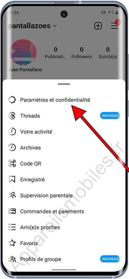 Paramètres et confidentialité Instagram