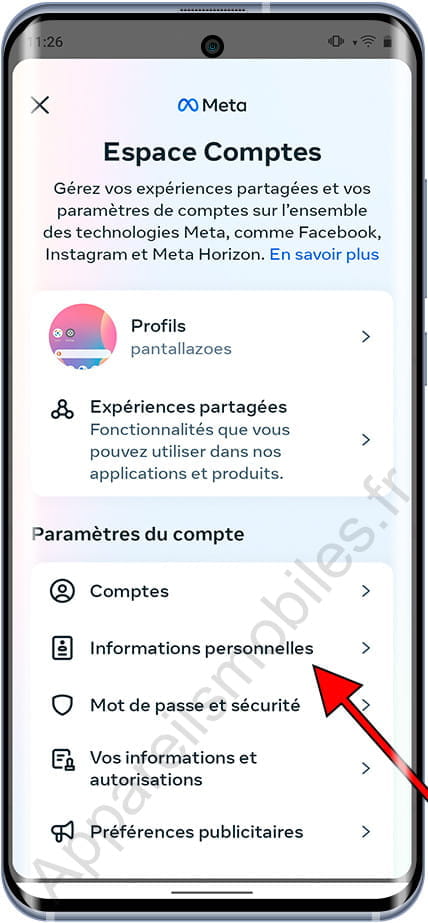 Informations personnelles Instagram