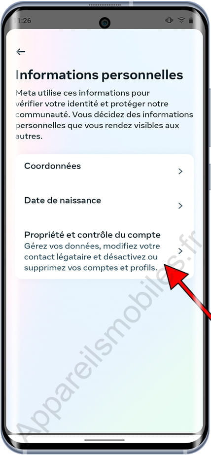 Propriété et contrôle du compte Instagram