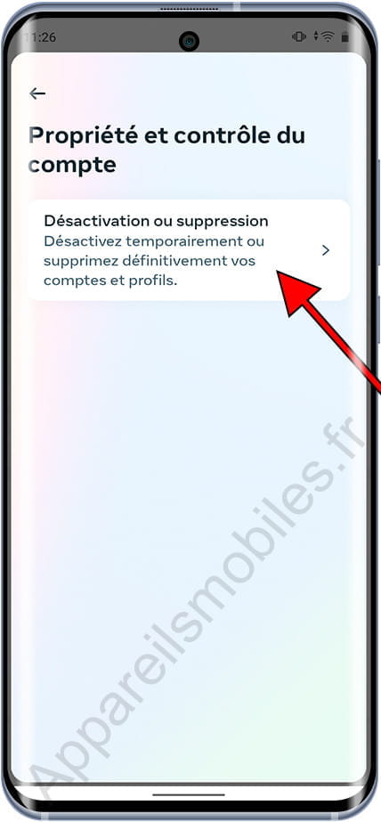 Désactivation ou suppression Instagram