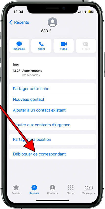 Débloquer contact iOS