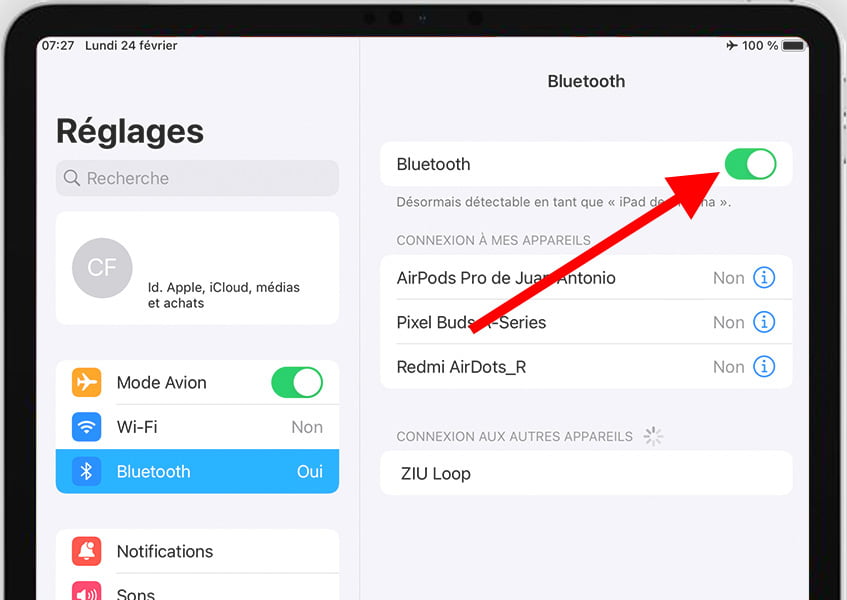 Activez le Bluetooth sur l'iPhone