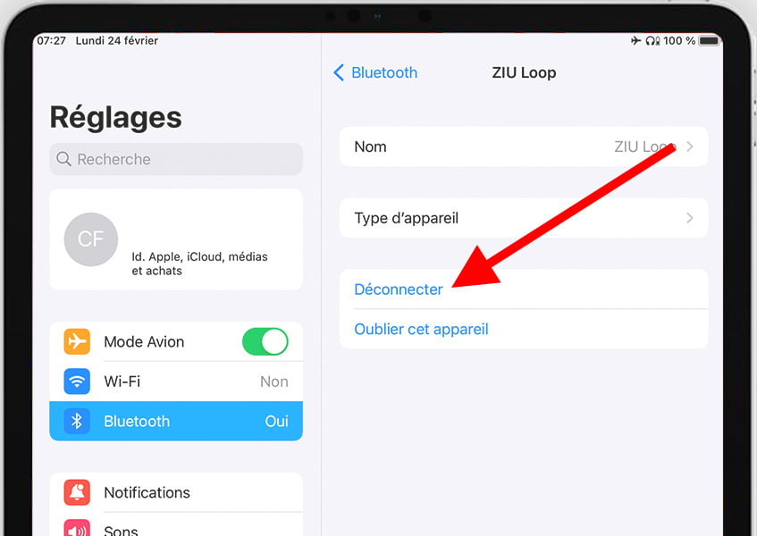 Déconnecter un appareil Bluetooth sur iPhone