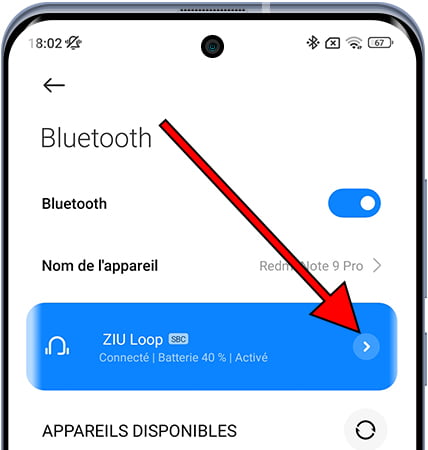 Paramètres de périphérique Bluetooth sur Xiaomi