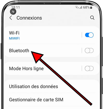 Paramètres / Connexions Bluetooth sur Samsung Galaxy