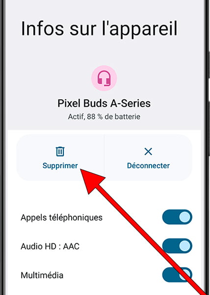 Oublier l'appareil Bluetooth sur Android