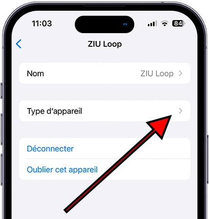 Type de dispositif Bluetooth sur iPhone