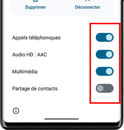 Paramètres audio Bluetooth sur Android