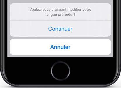 Confirmation supprimer la langue iOS