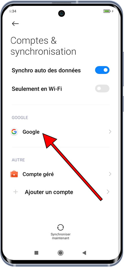 Comptes & synchronisation - Google Xiaomi