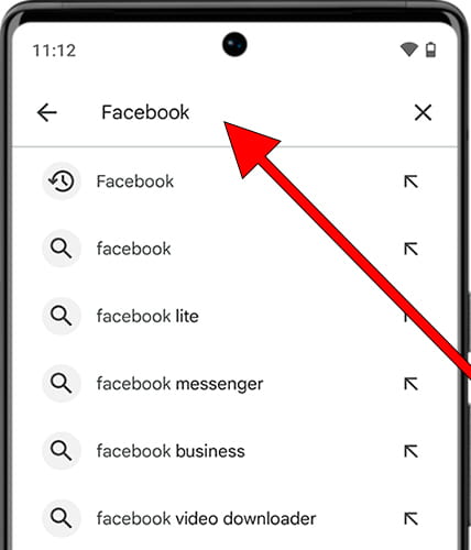 Rechercher Facebook sur Google Play