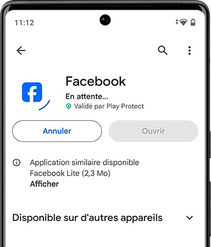 Téléchargement de Facebook sur Android