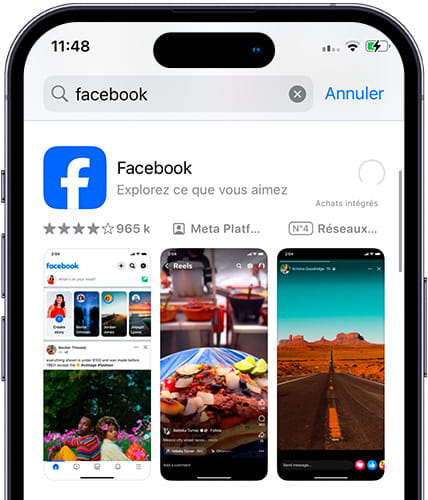 Téléchargement de Facebook sur iPhone