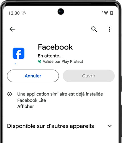 Téléchargement de Facebook sur Android