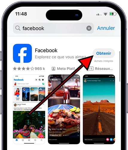 Téléchargez Facebook depuis App Store