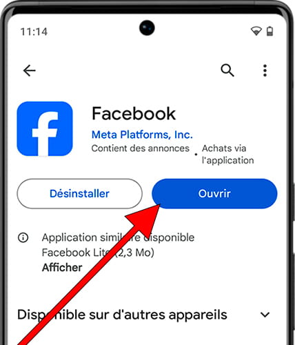 Ouvrir Facebook sur Android