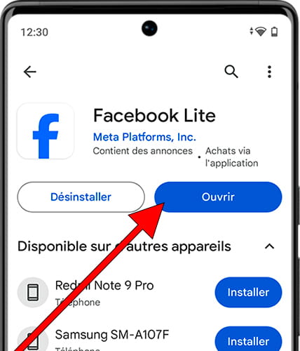 Ouvrir Facebook sur Android