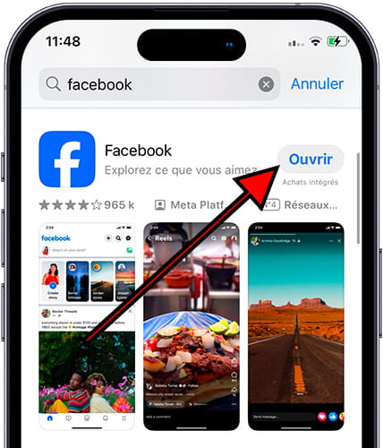 Ouvrir Facebook sur l'iPhone