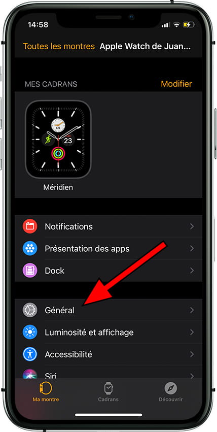 Général application Watch iPhone