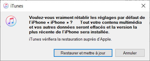 Confirmer la restauration de l'iPhone 16 Plus