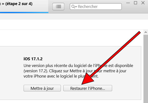 Restaurer l'iPhone depuis iTunes