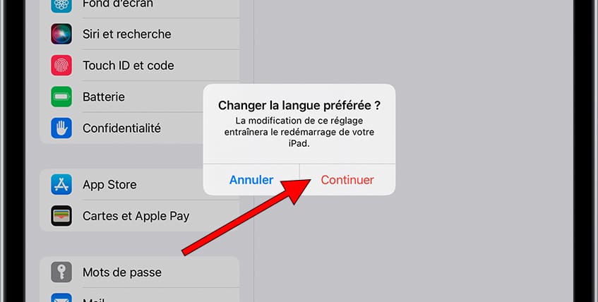 Confirmation supprimer la langue iOS