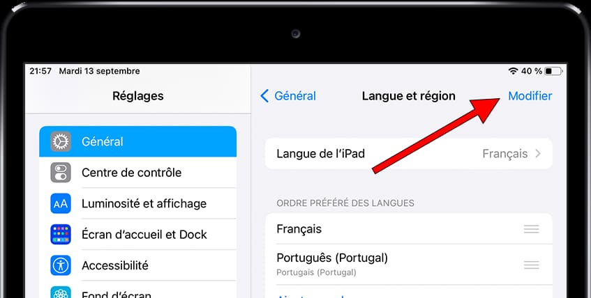 Modifier la langue iOS