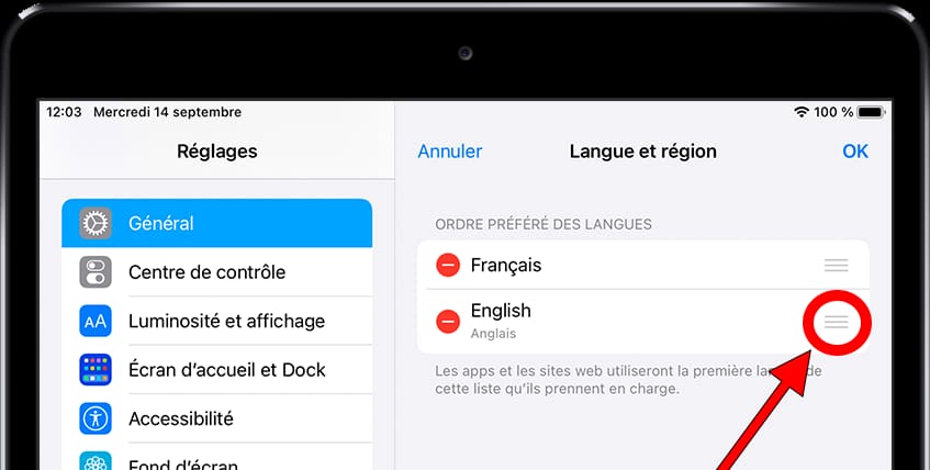 Ordre Préféré des langues iOS