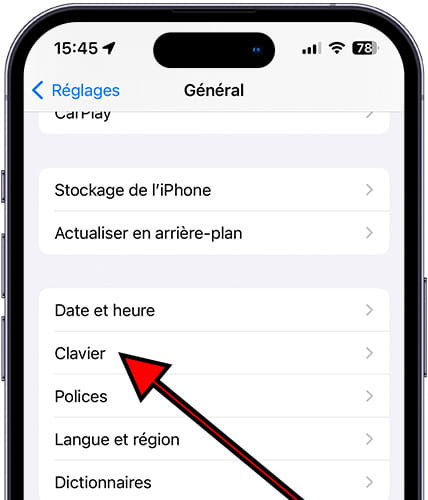 Clavier iOS