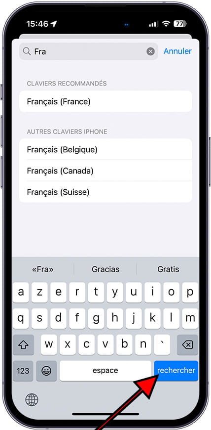Changement de langue du clavier iOS