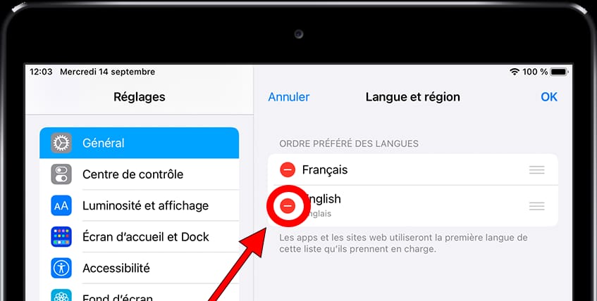 Modifier les langues iOS