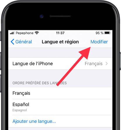 Modifier la langue iOS