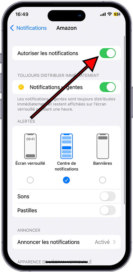 Activer les notifications iOS