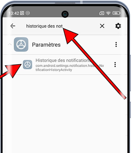 Historique des notifications dans le lanceur d'activité