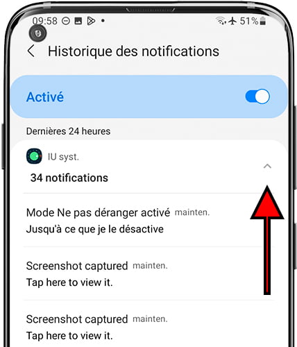 Plier les notifications groupées