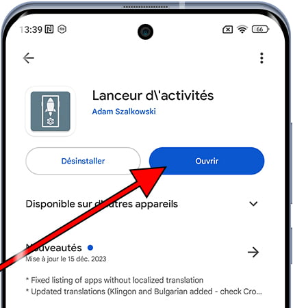 Ouvrir le lanceur d'activité