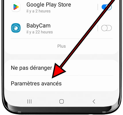 Paramètres de notifications avancés Samsung