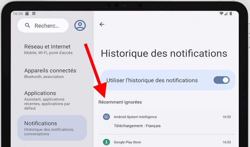 Toutes les notifications récentes d'Android