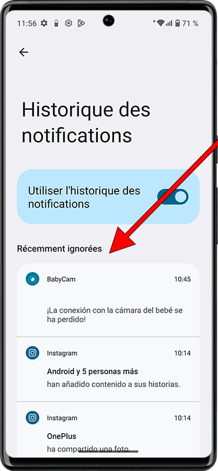 Toutes les notifications récentes d'Android