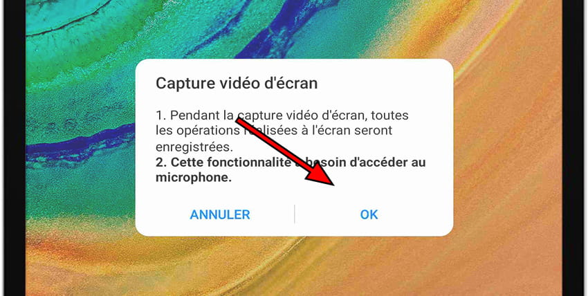 Enregistrer le message d'autorisation Microphone Huawei