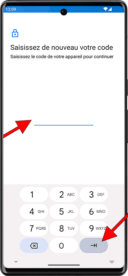 Saisir le code PIN de déverrouillage sur Android