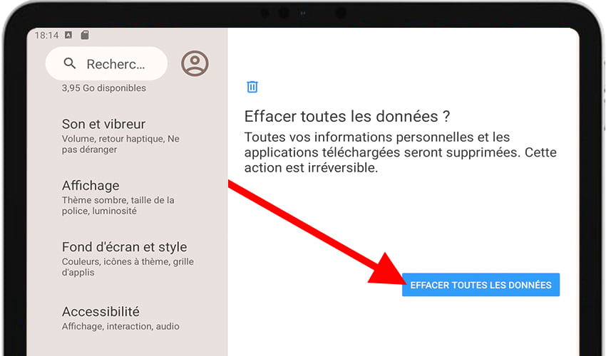 Tout effacer Android