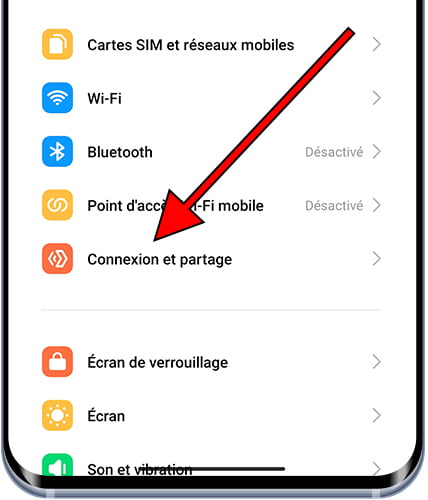 Ajustements / Connexion et partage sur Xiaomi