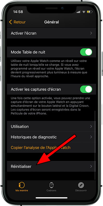 Paramètres généraux Apple Watch