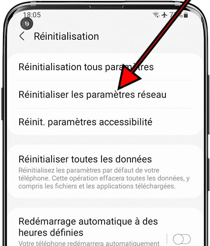 Réinitialiser les paramètres réseau sur Samsung