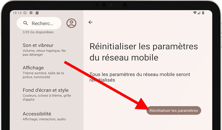 Réinitialiser les paramètres réseau sur Android