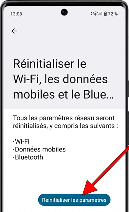 Réinitialiser les paramètres réseau sur Android