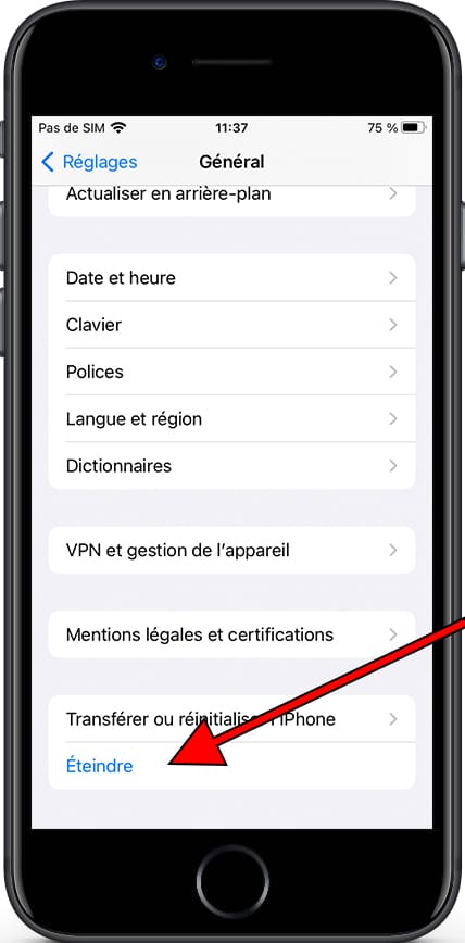 Désactiver dans les paramètres généraux iPhone