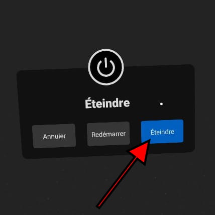 Menu d'arrêt d'Oculus Quest