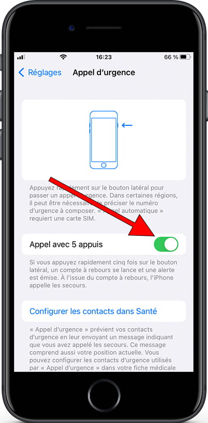 Appel SOS automatique iPhone